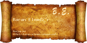 Baran Elemér névjegykártya